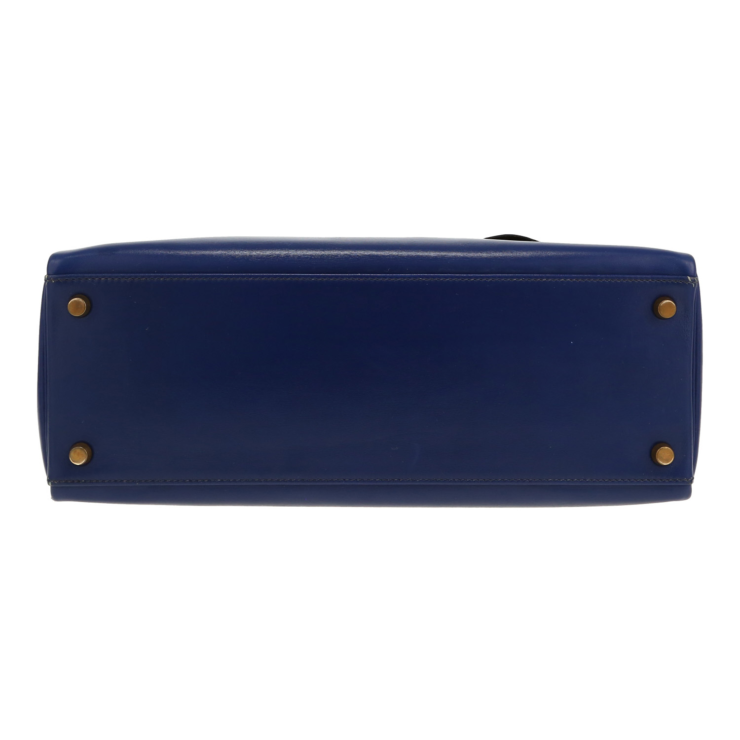 Bolso de mano Hermès  Kelly 32 cm en cuero box azul - Detail D1