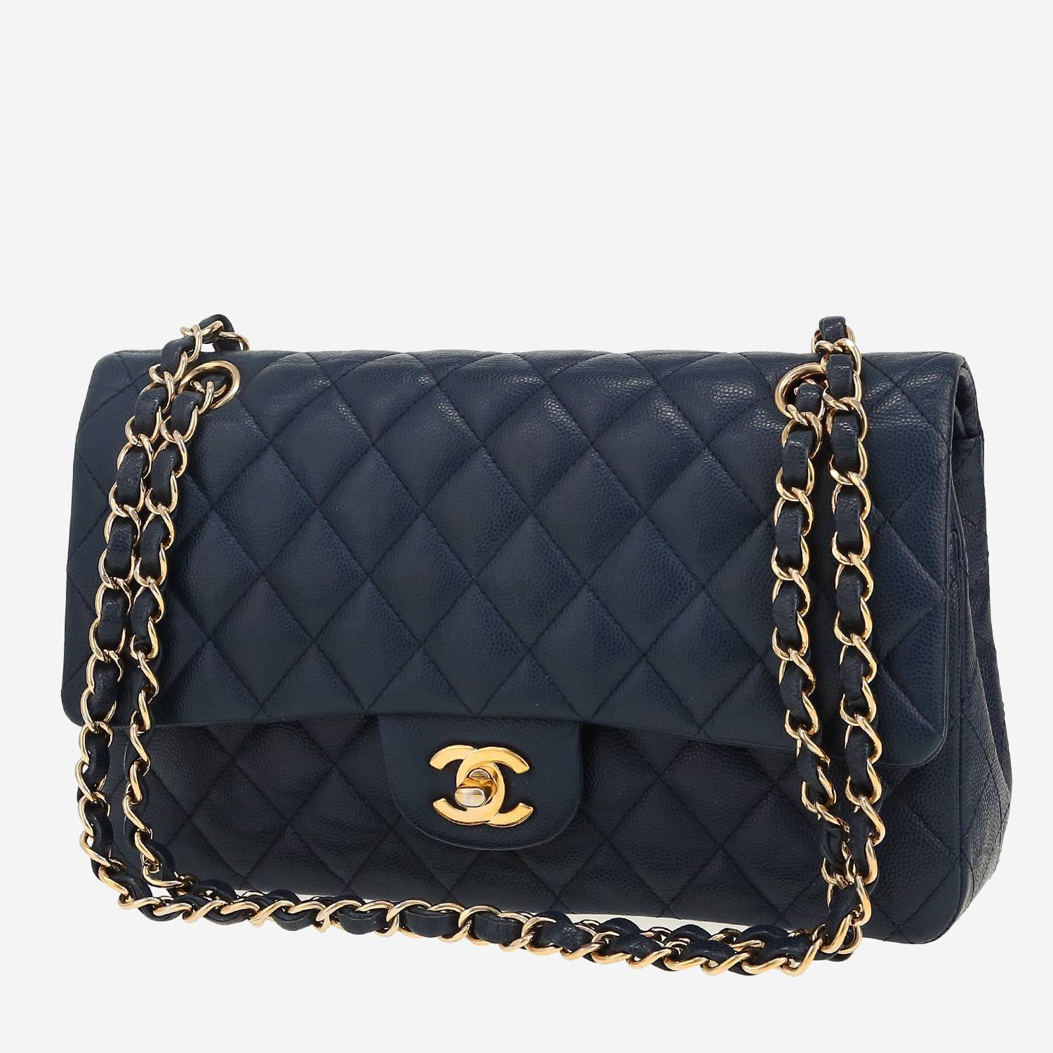 Bolso de mano Chanel  Timeless Classic en cuero granulado acolchado azul marino