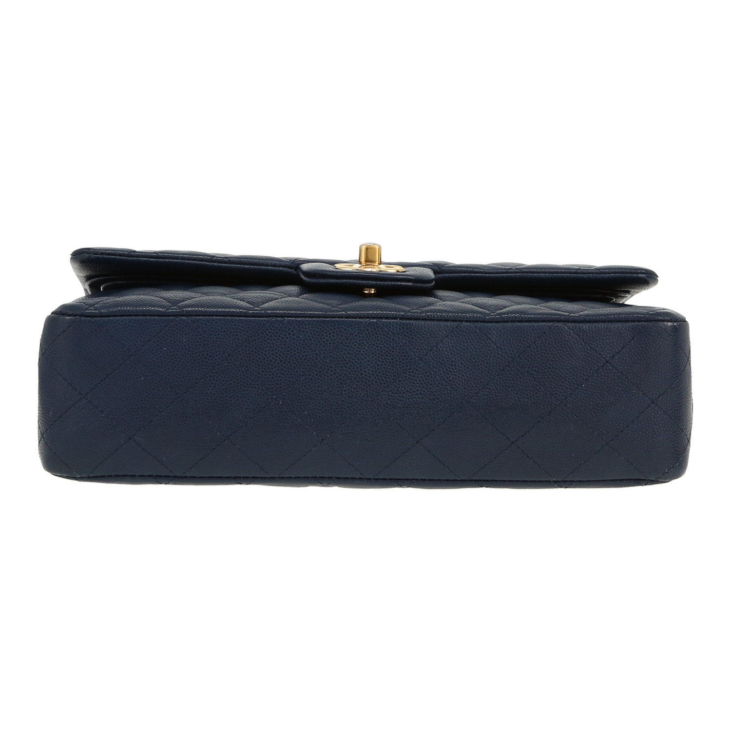 Sac à main Chanel  Timeless Classic en cuir grainé matelassé bleu-marine - Detail D1