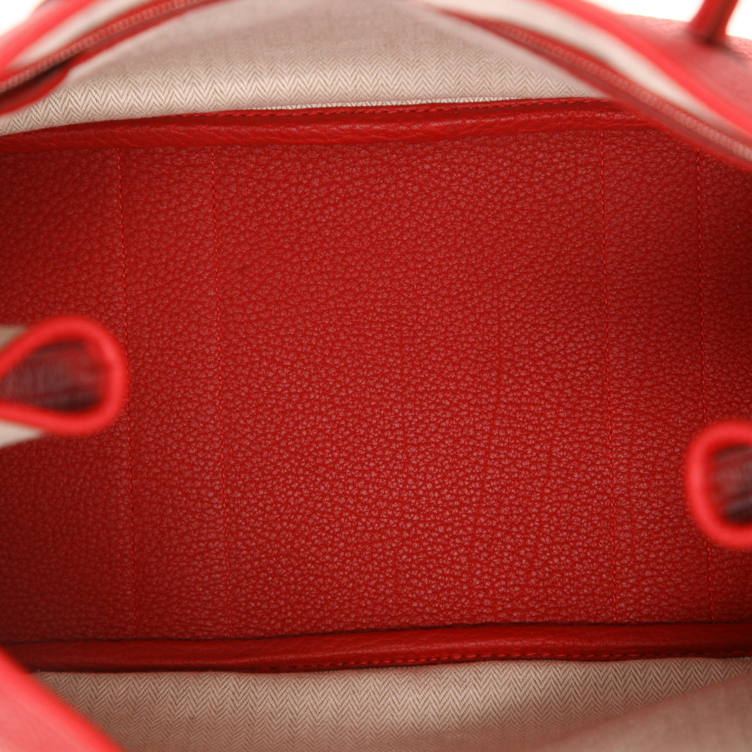 Sac cabas Hermès  Garden en cuir togo rouge Piment - Detail D3