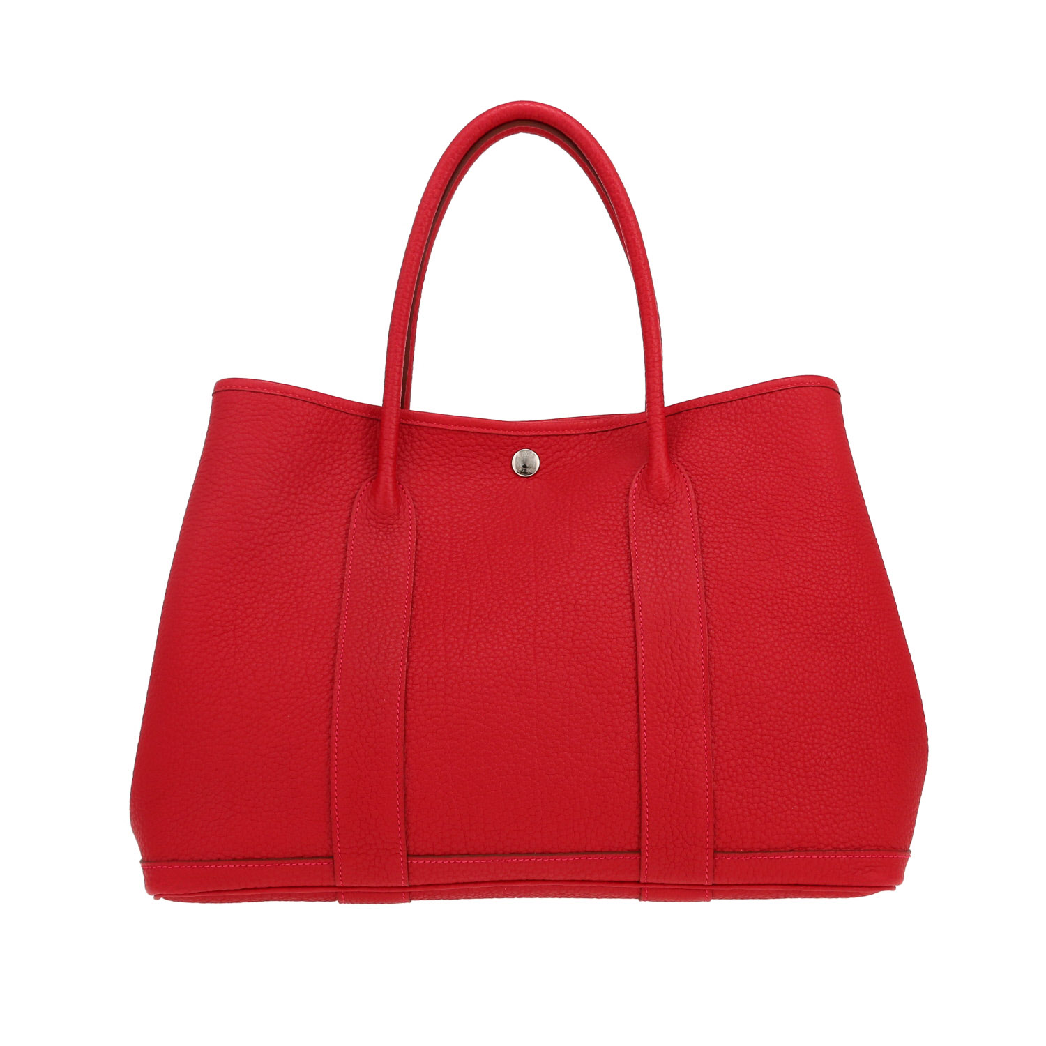 Bolso Cabás Hermès  Garden en cuero togo rojo Piment - Detail D4