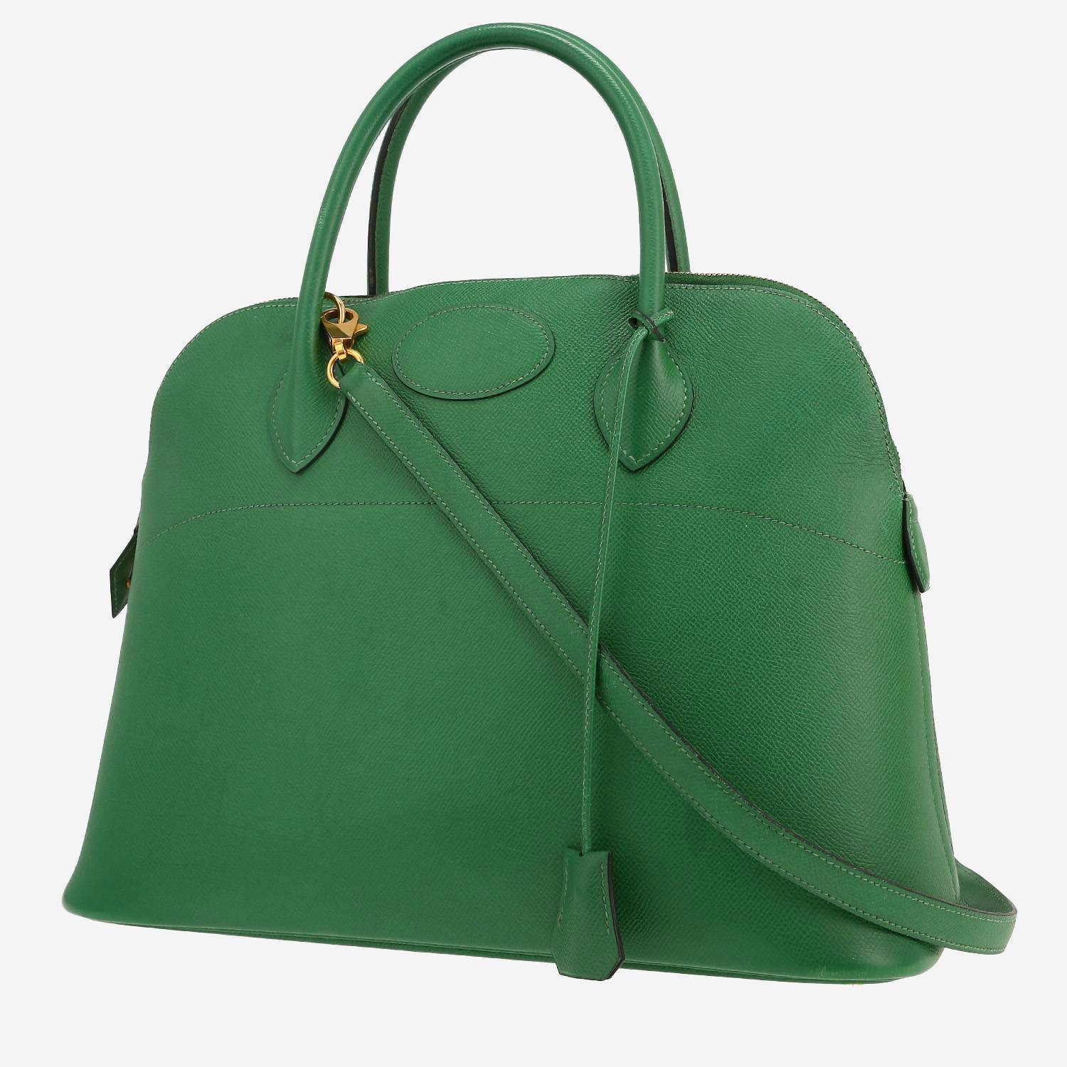 Hermès  Bolide 35 cm handbag  in green Bamboo Courchevel leather