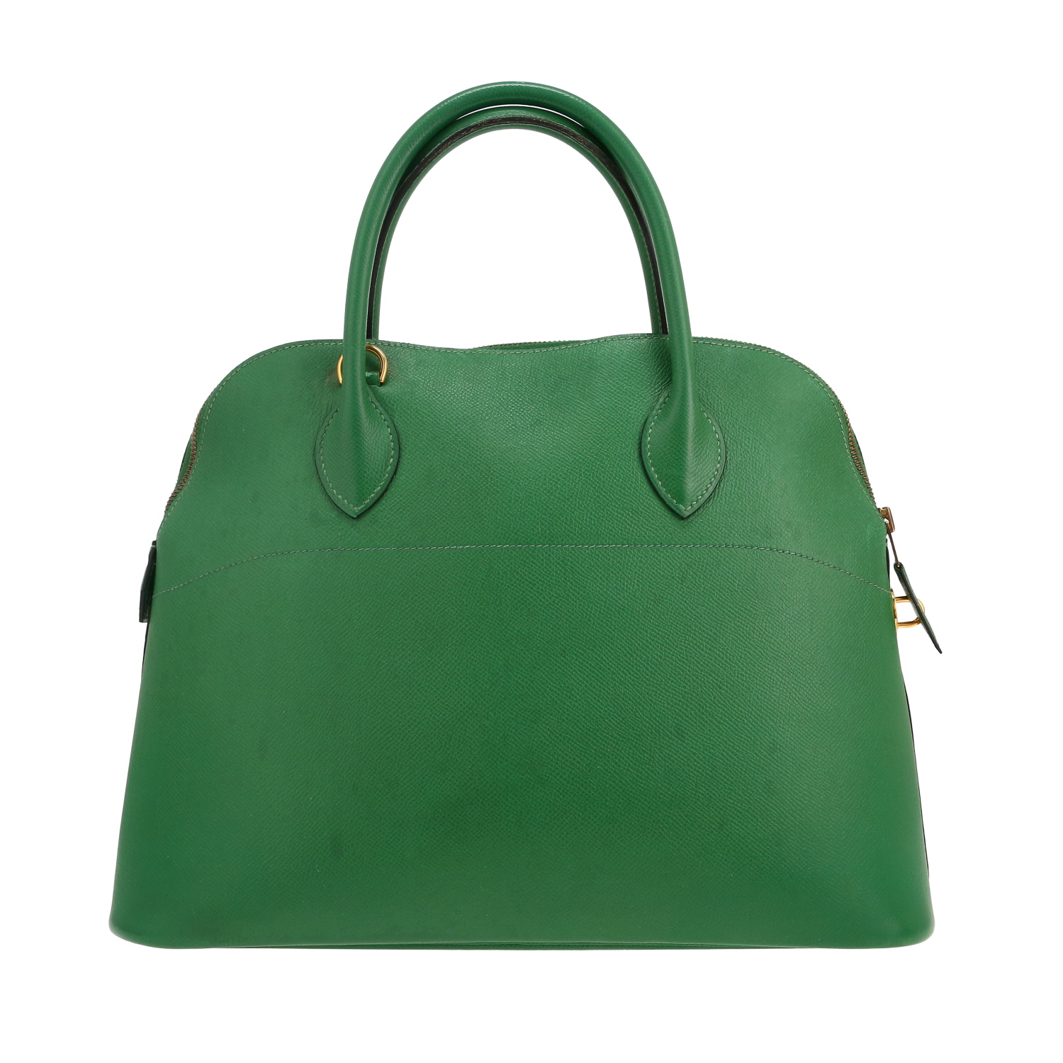 Bolso de mano Hermès  Bolide 35 cm en cuero Courchevel verde Bamboo - Detail D4