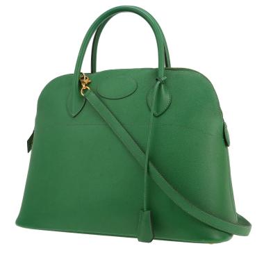 Bolso de mano Hermès  Bolide 35 cm en cuero Courchevel verde Bamboo