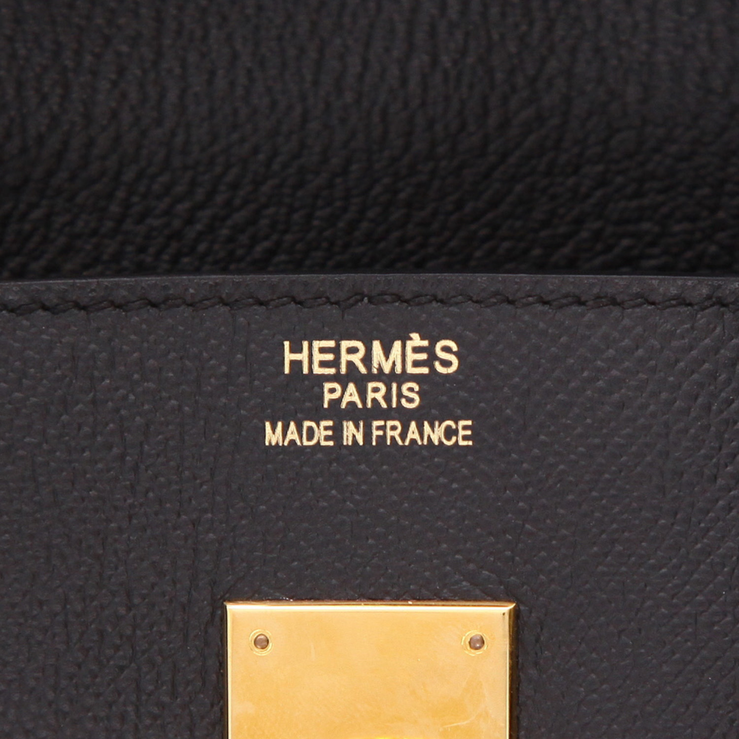 Bolso de mano Hermès  Birkin 35 cm en cuero epsom negro - Detail D2