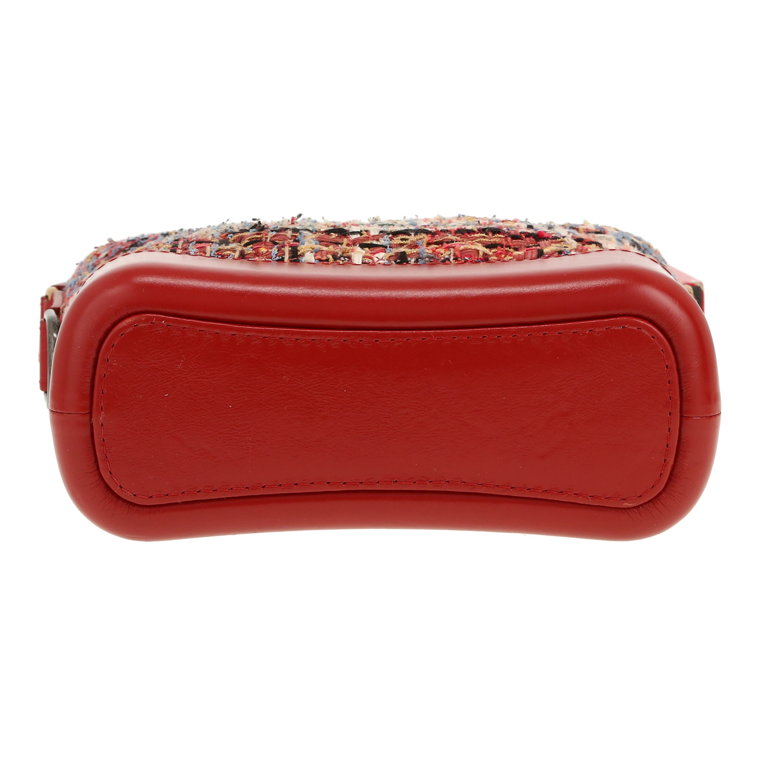 Sac bandoulière Chanel Gabrielle petit modèle en tweed rouge et cuir rouge - Detail D1