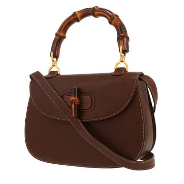 Borsa a tracolla Gucci  Bamboo in pelle di Pecari marrone e bambù