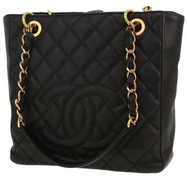 Chanel  Shopping GST small model  handbag  in black quilted grained leather