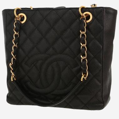 Sac à main Chanel  Shopping GST en cuir grainé matelassé noir