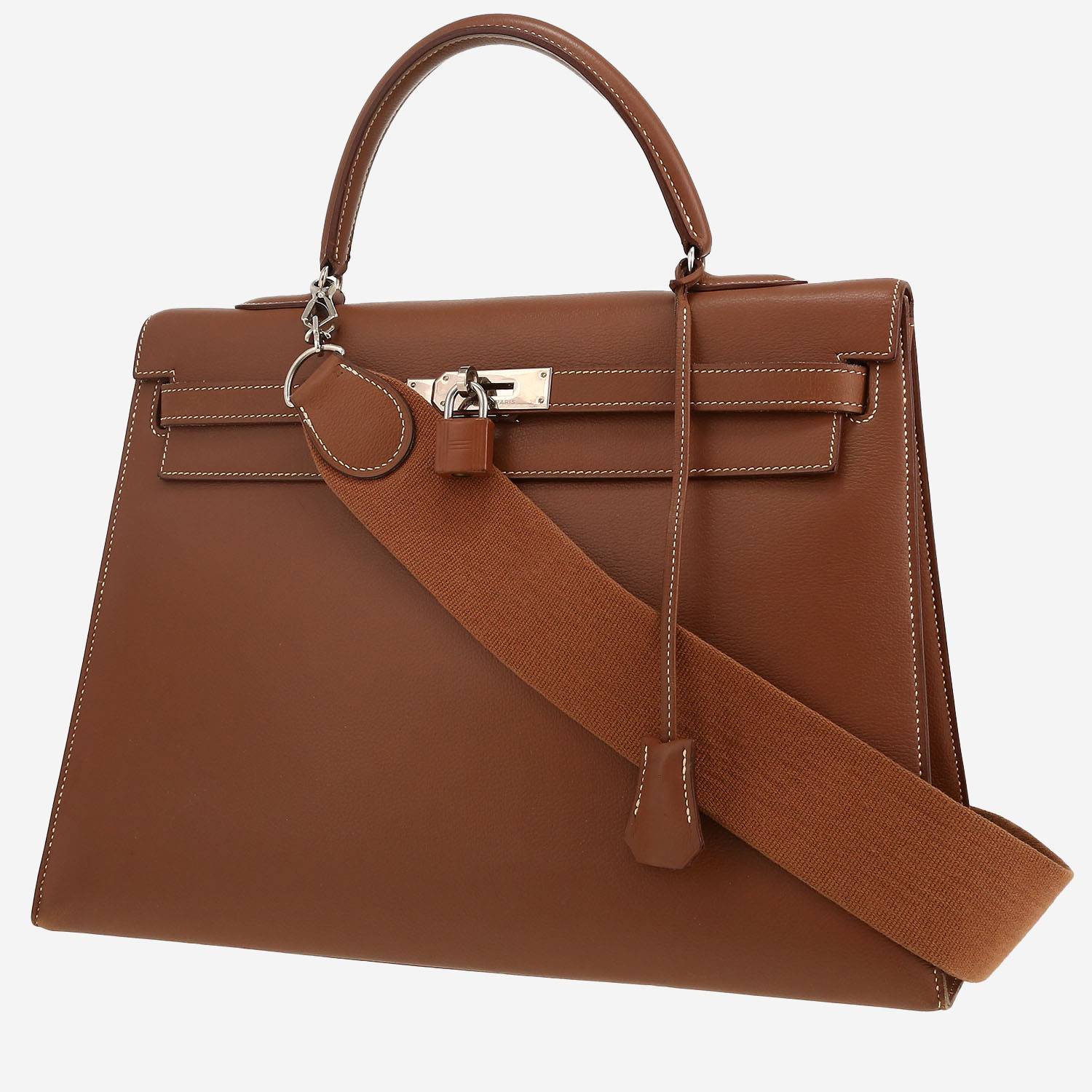 Sac à main Hermès  Kelly 35 cm en veau gras noisette
