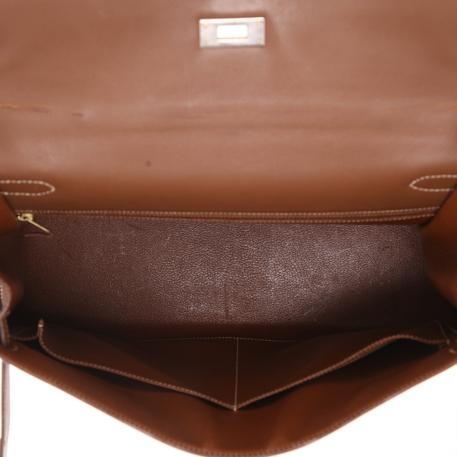 Bolso de mano Hermès  Kelly 35 cm en ternero graso color avellana - Detail D3