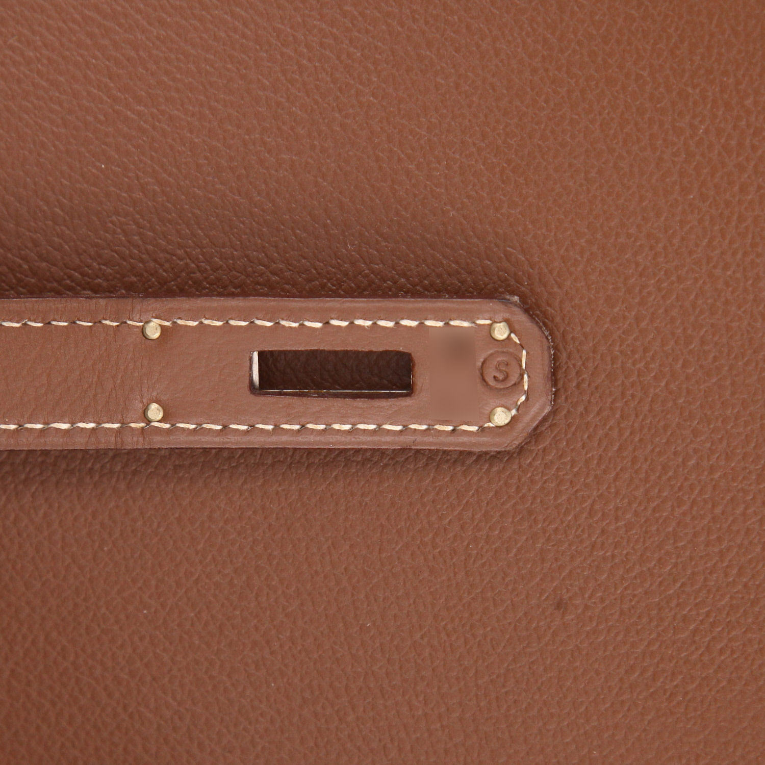 Sac à main Hermès  Kelly 35 cm en veau gras noisette - Detail D4