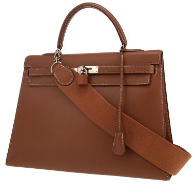 Sac à main Hermès  Kelly 35 cm en veau gras noisette