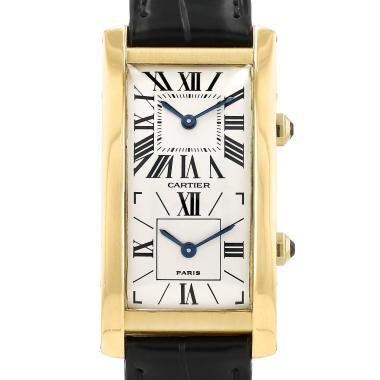 Orologio Cartier Tank Cintree Dual Time, quadrante "Paris", in oro giallo Ref: Cartier - 203-90  Circa 1990