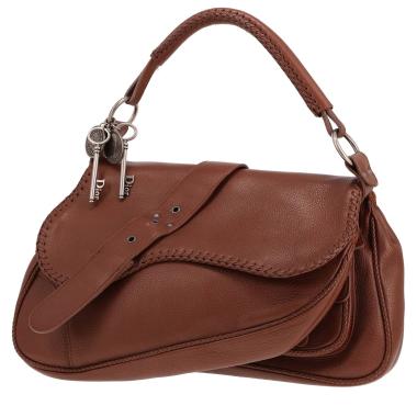 Borsa Dior Gaucho in pelle marrone, da spalla o a mano