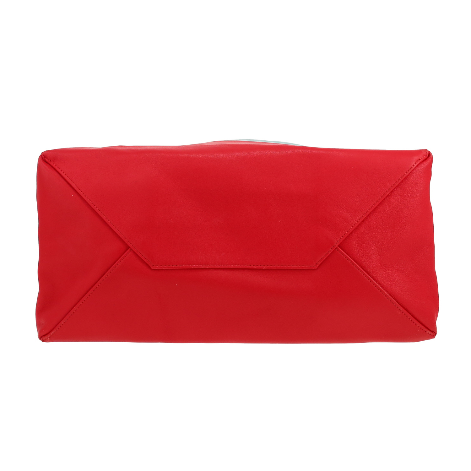 Celine Cabas shopping bag in light blue and red leather - Detail D1