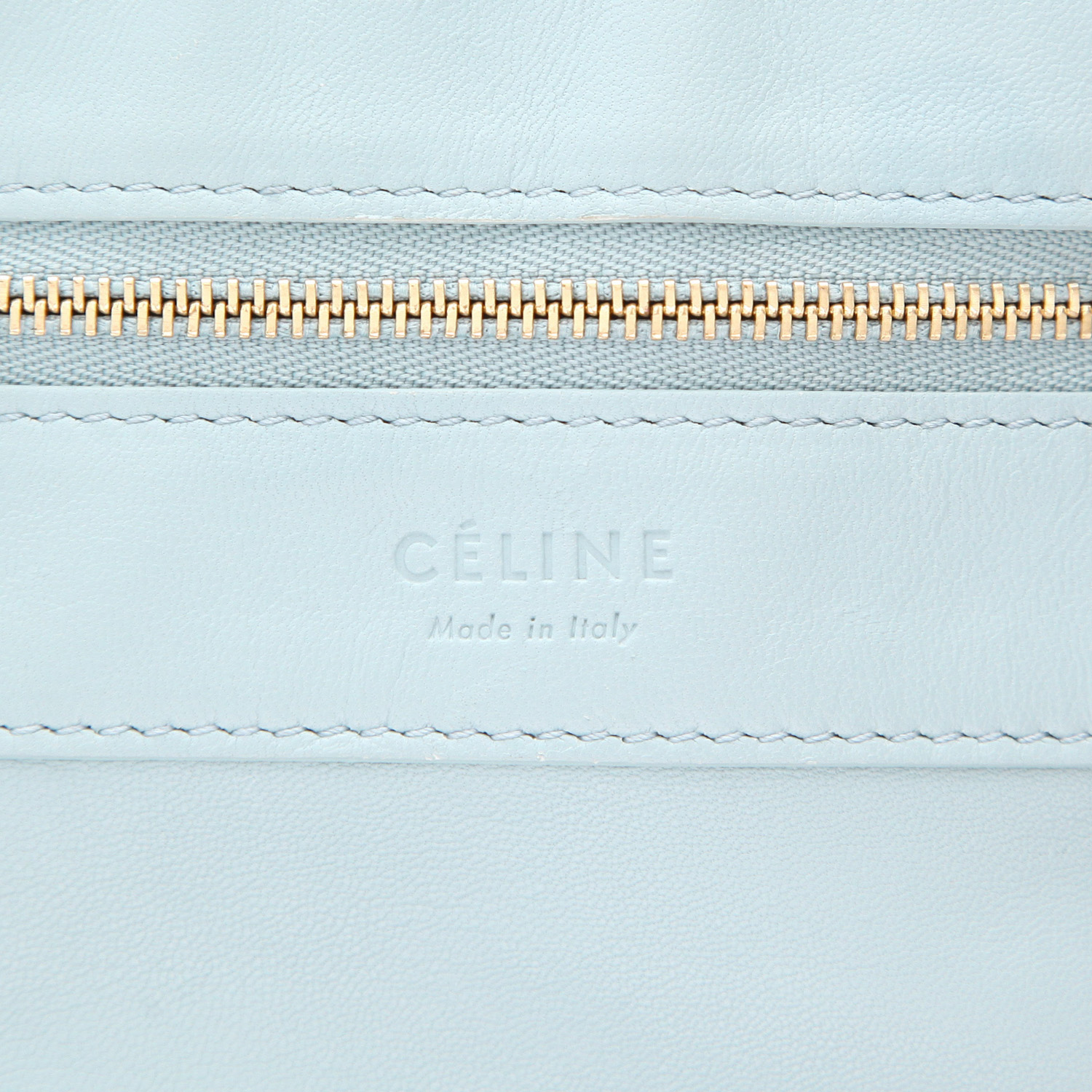 Celine Cabas shopping bag in light blue and red leather - Detail D2