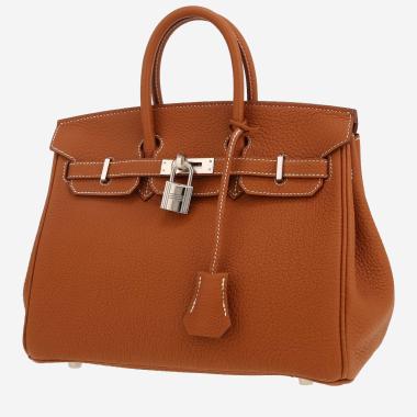 Sac à main Hermès  Birkin 25 cm en cuir togo gold