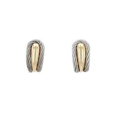 Pendientes Fred Force 10 de oro amarillo y acero