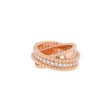Anello Van Cleef 
Arpels Perlée in oro rosa e diamanti