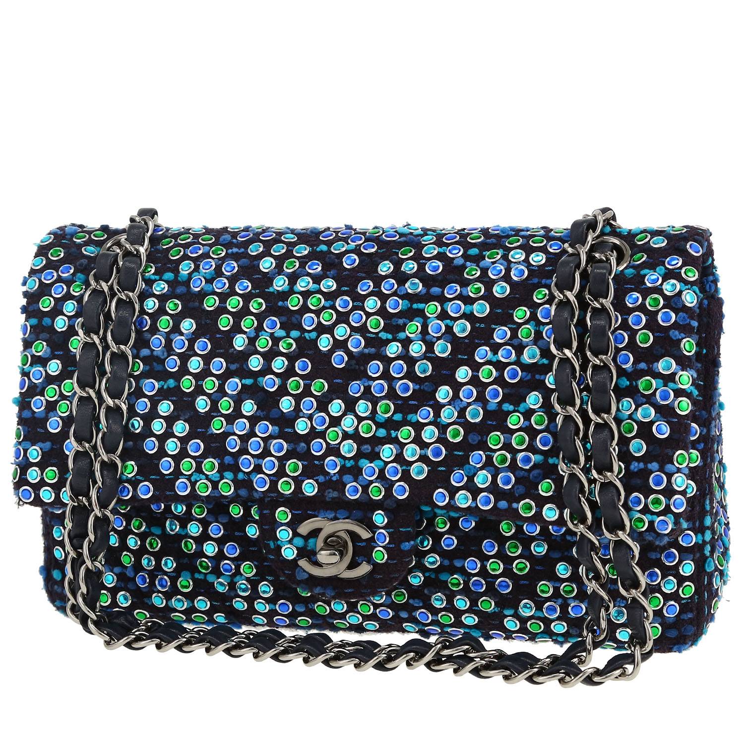 Sac à main Chanel  Timeless Classic en tweed bleu-marine