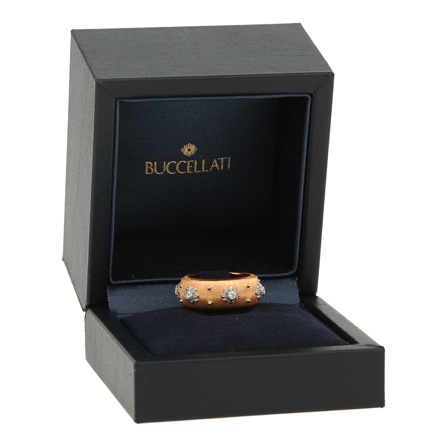 Buccellati Eternelle Macri ring in pink gold, white gold and diamonds - Detail D2