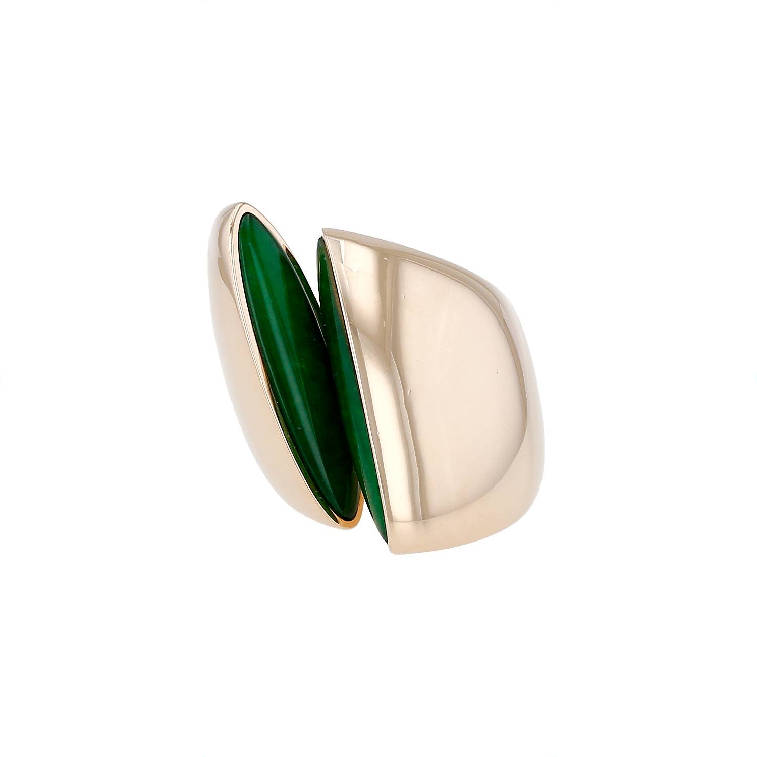 Bague Vhernier Eclisse en or rose, jade et cristal de roche