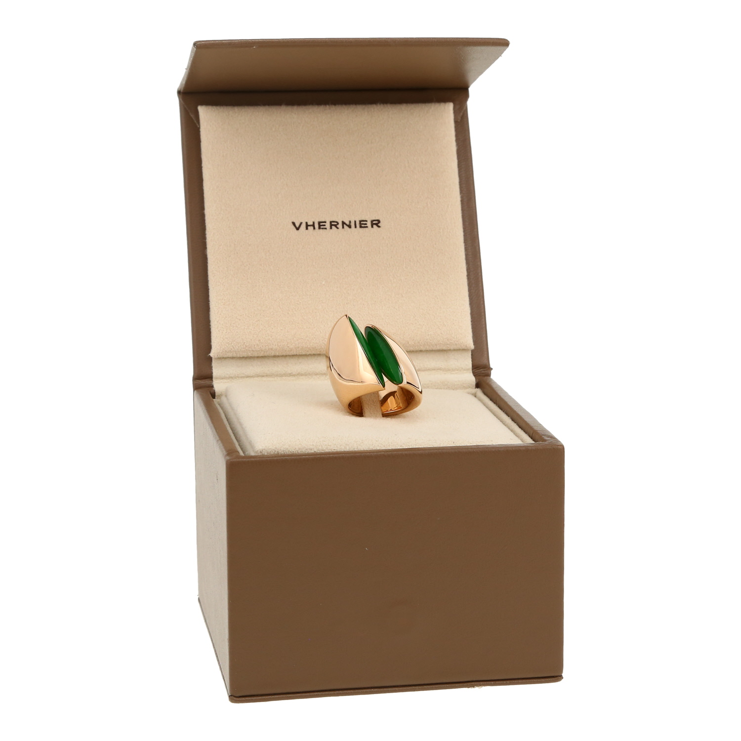 Sortija Vhernier Eclisse de oro rosa, jade y cristal de roca - Detail D2