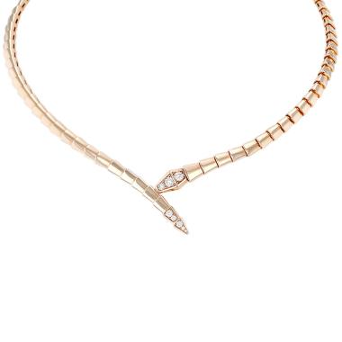 Bulgari Serpenti Viper necklace in pink gold and diamonds
