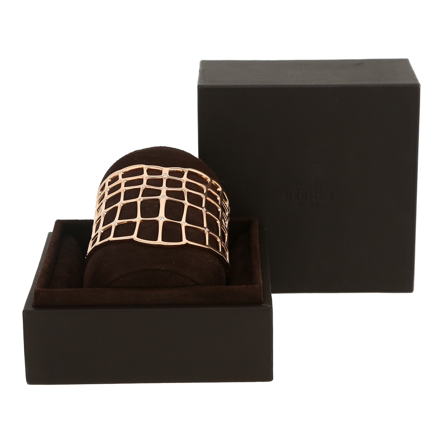Hermès Niloticus Ombre cuff bracelet in pink gold and diamonds