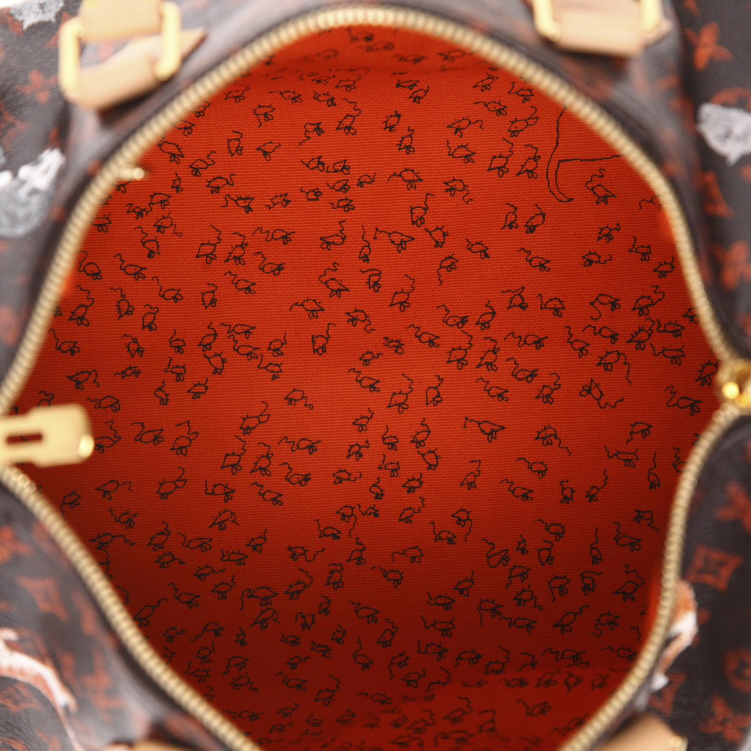 Sac à main Louis Vuitton  Speedy Editions Limitées en toile monogram noire et rouge et cuir naturel - Detail D3