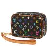 Bolsito de mano Louis Vuitton   en lona Monogram negra y multicolor y cuero natural - 00pp thumbnail