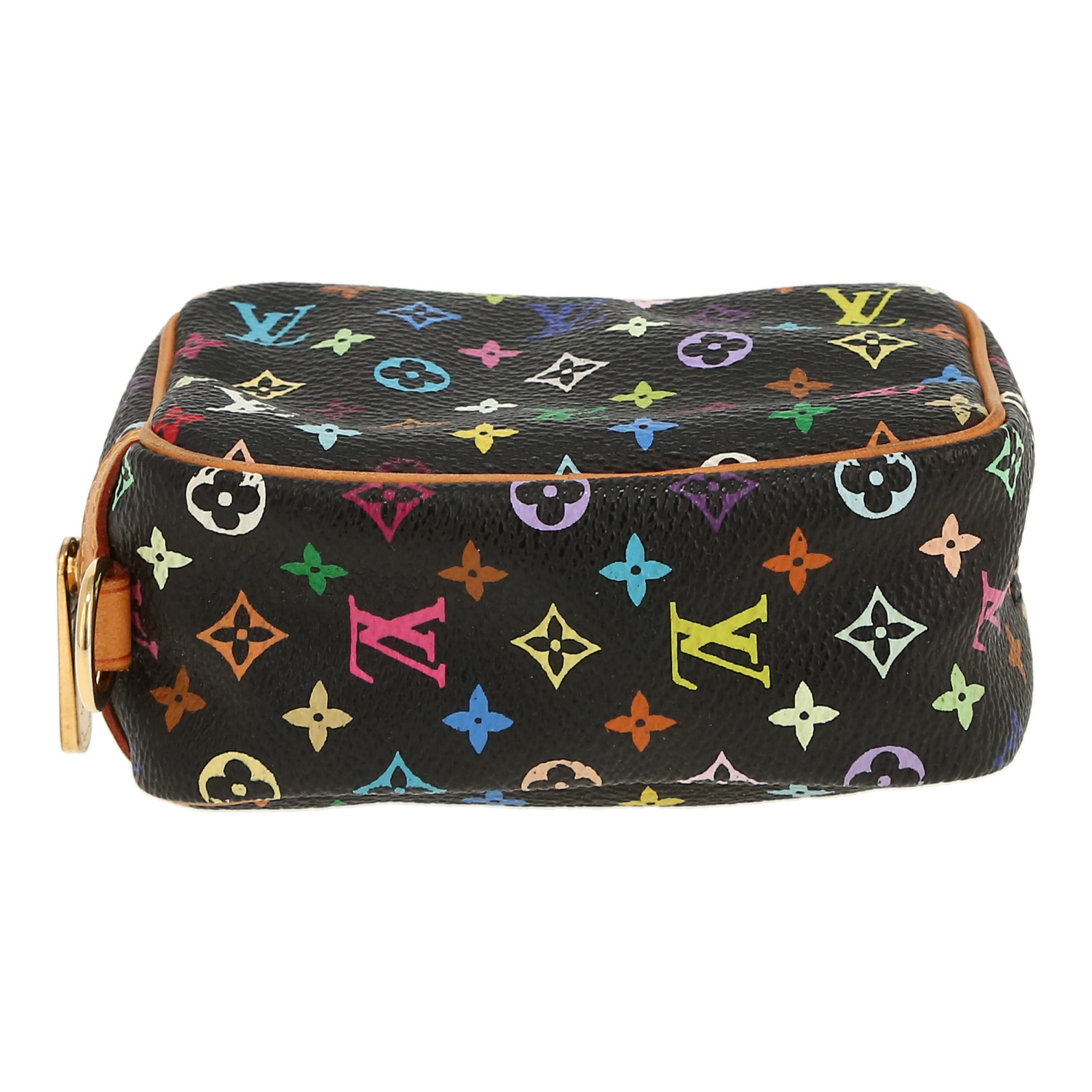 Louis Vuitton   pouch  in black and multicolor monogram canvas  and natural leather - Detail D1