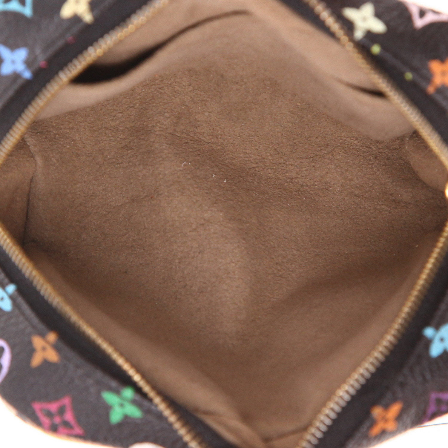 Louis Vuitton   pouch  in black and multicolor monogram canvas  and natural leather - Detail D3