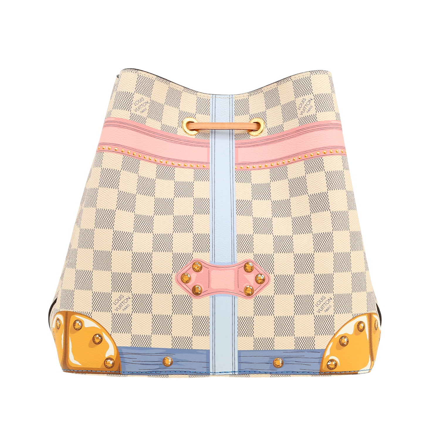 Sac à main Louis Vuitton  Trunks NéoNoé en toile damier azur et cuir naturel - Detail D4