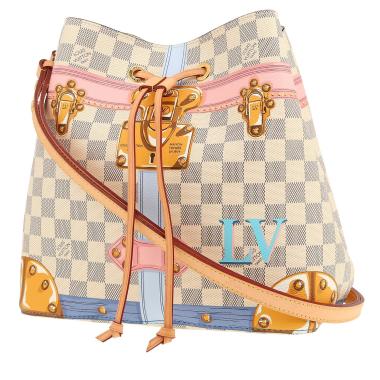 Louis Vuitton Trunks NéoNoé handbag  in azur damier canvas  and natural leather