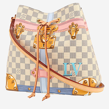 Sac à main Louis Vuitton  Trunks NéoNoé en toile damier azur et cuir naturel