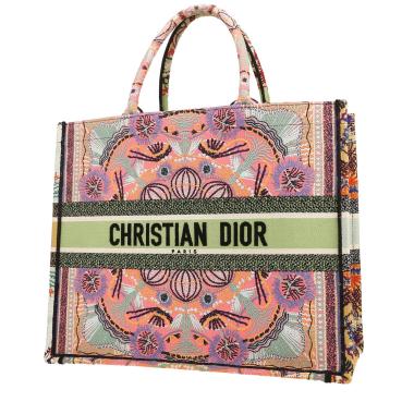 Sac cabas Dior  Book Tote grand modèle  en toile rose et verte