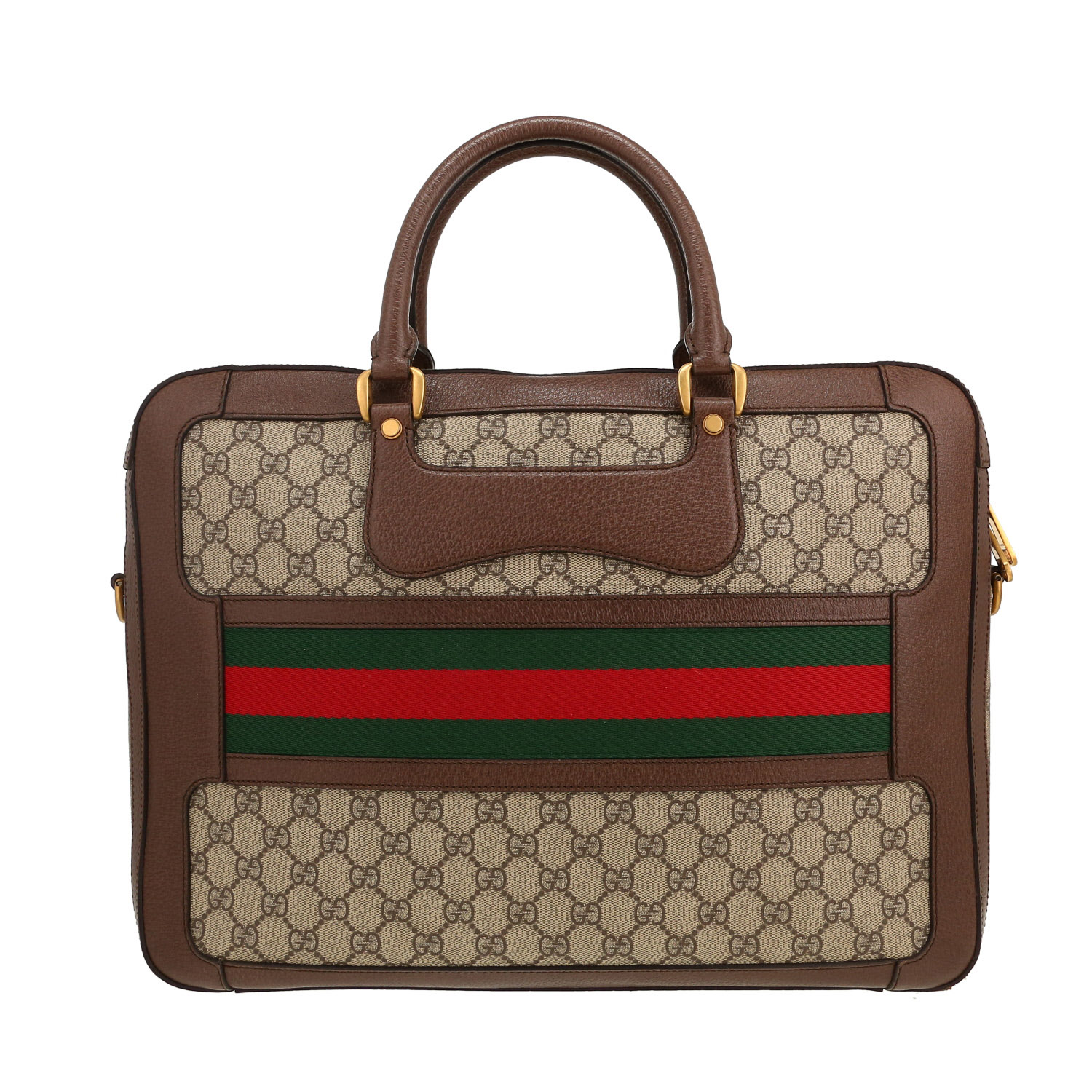 Borsa portadocumenti Gucci   in tela siglata e pelle marrone - Detail D4