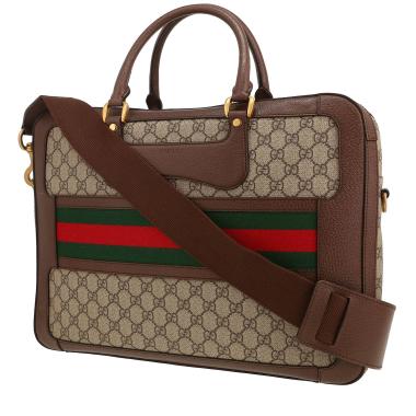 Porta-documentos Gucci   en lona monogram y cuero marrón