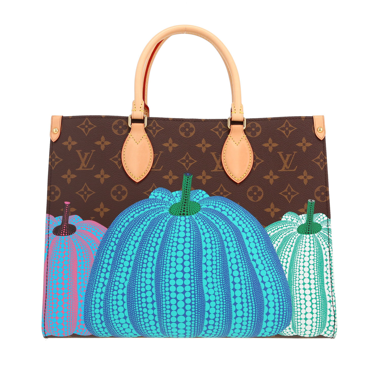 Louis Vuitton  Onthego shopping bag  in brown monogram canvas  and natural leather - Detail D5