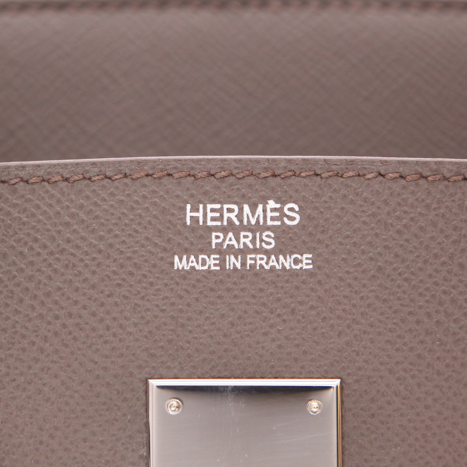 Borsa Hermès  Birkin 35 cm in pelle Epsom grigia étain stagna - Detail D2