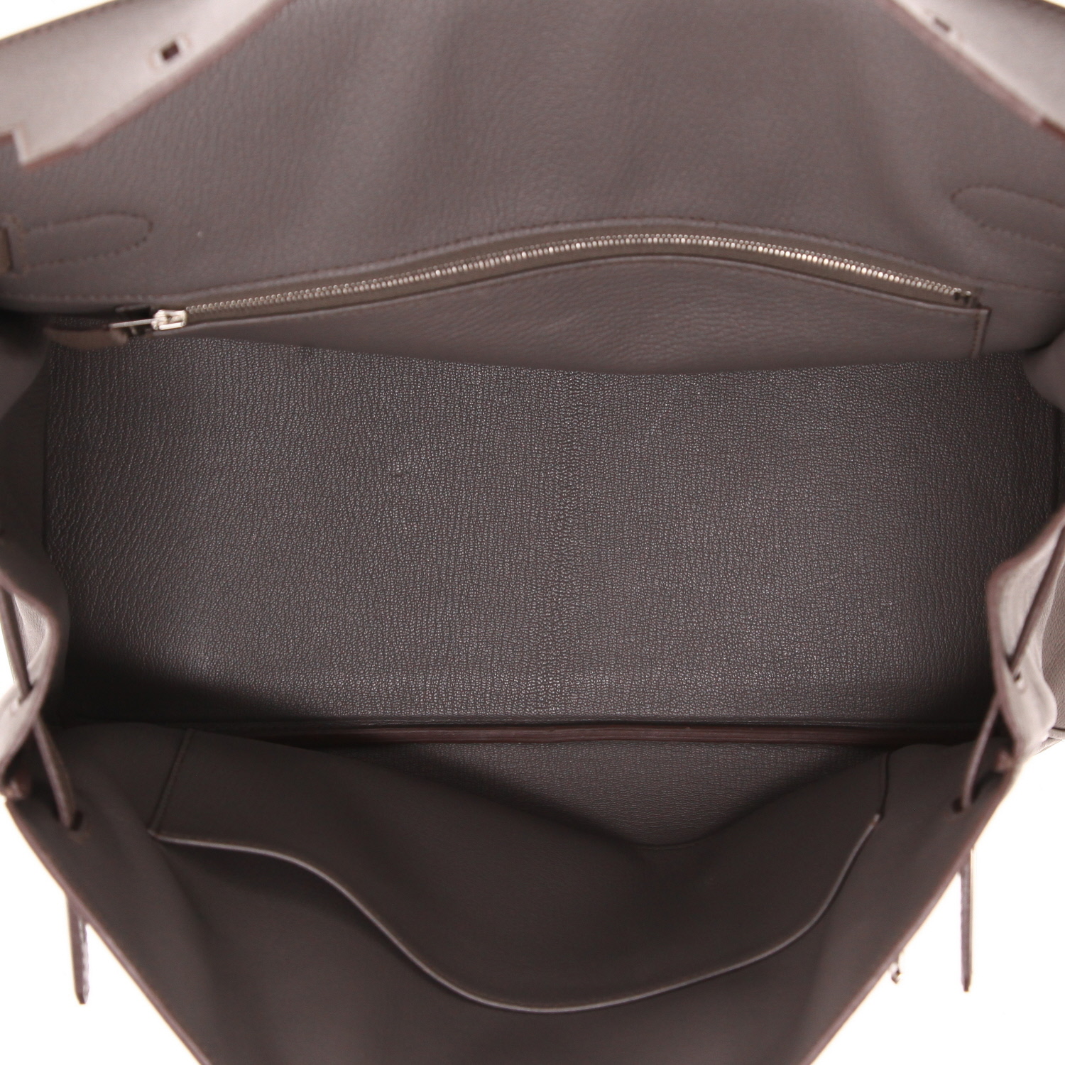 Borsa Hermès  Birkin 35 cm in pelle Epsom grigia étain stagna - Detail D3