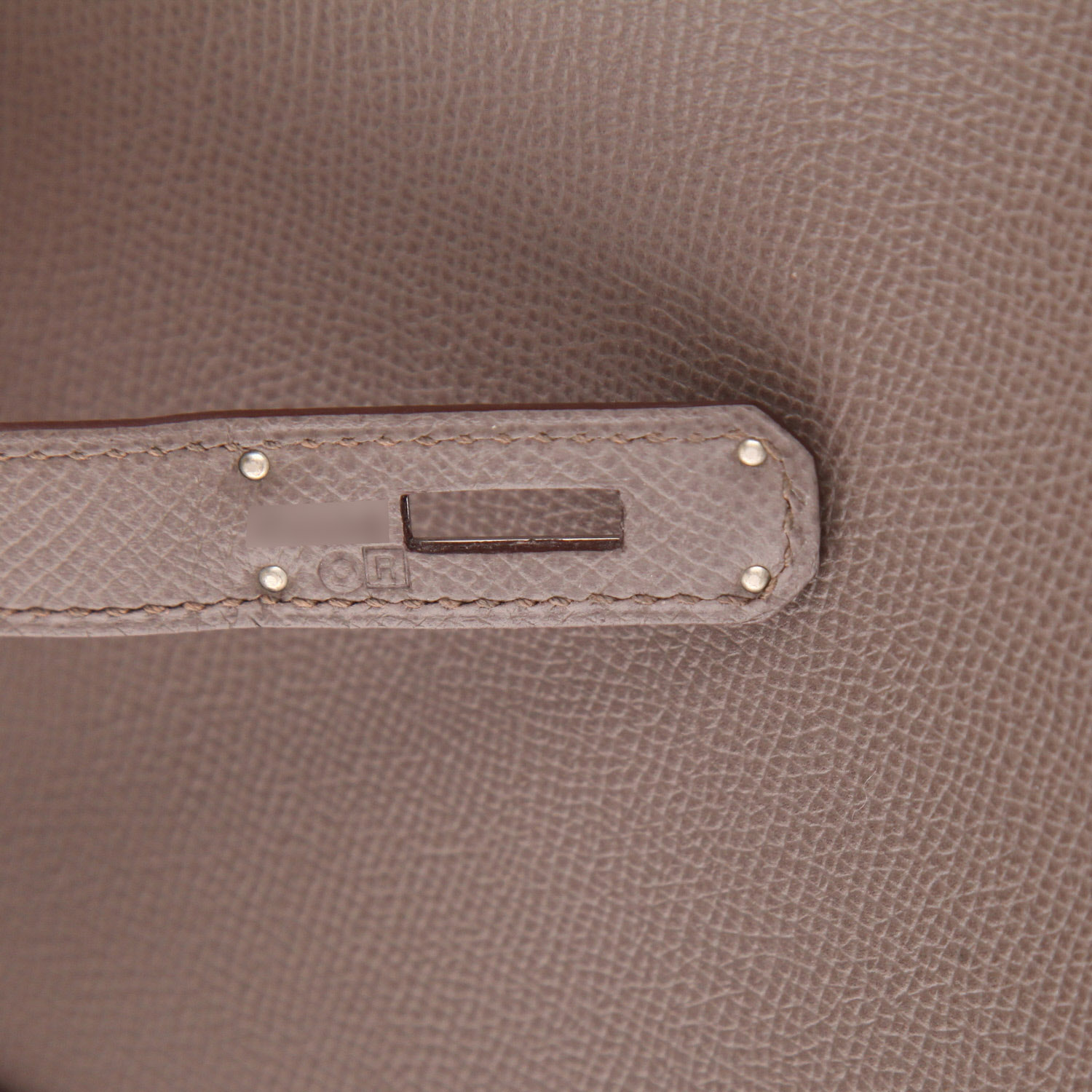 Borsa Hermès  Birkin 35 cm in pelle Epsom grigia étain stagna - Detail D4