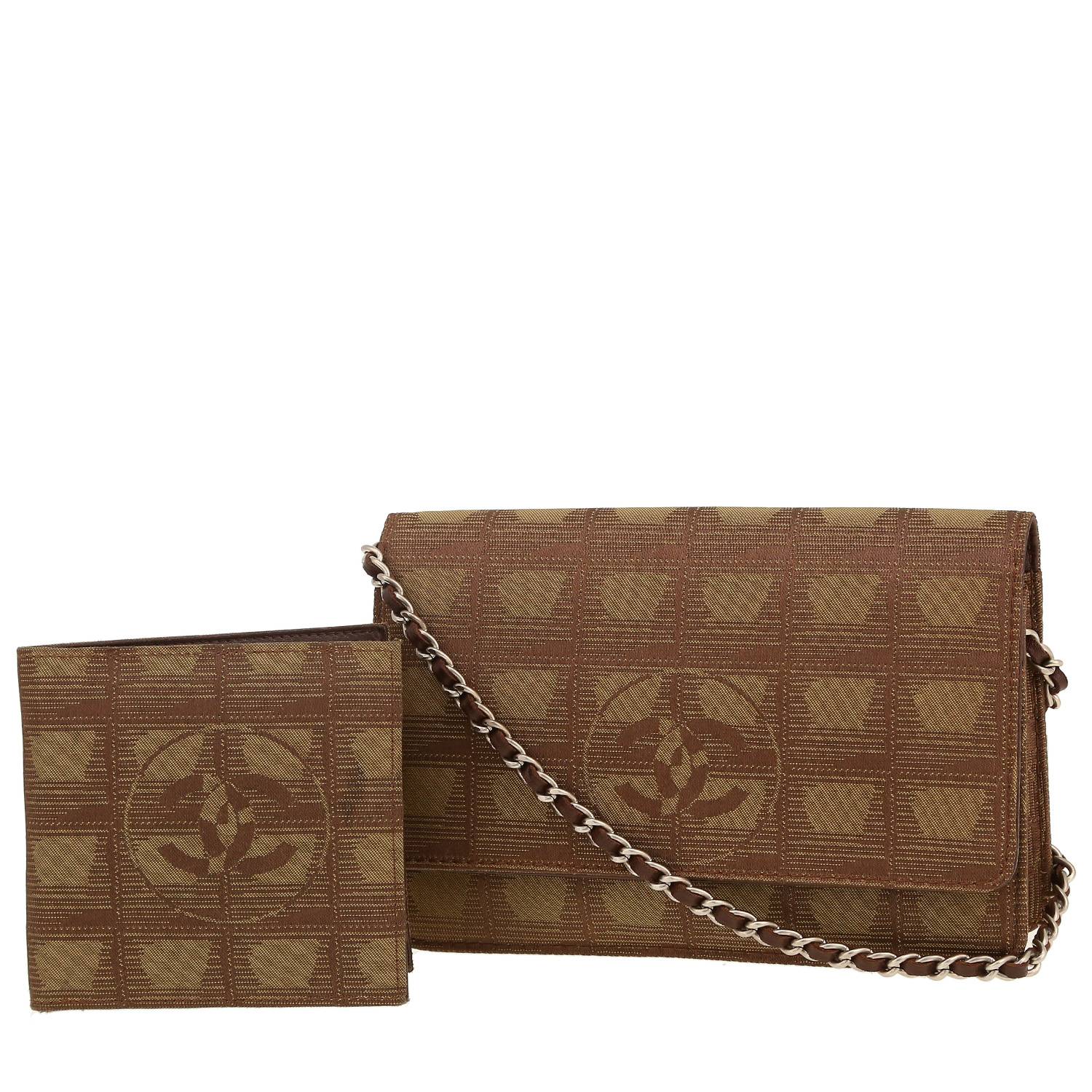 Bolso bandolera Chanel  Wallet on Chain en lona caqui
