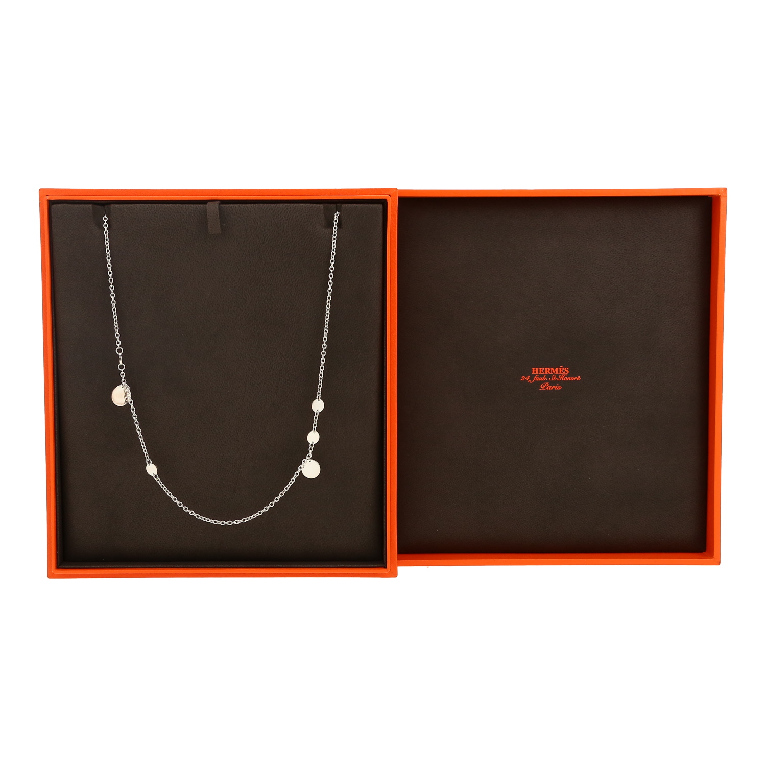 Hermès Ex Libris long necklace in pink gold and silver - Detail D2