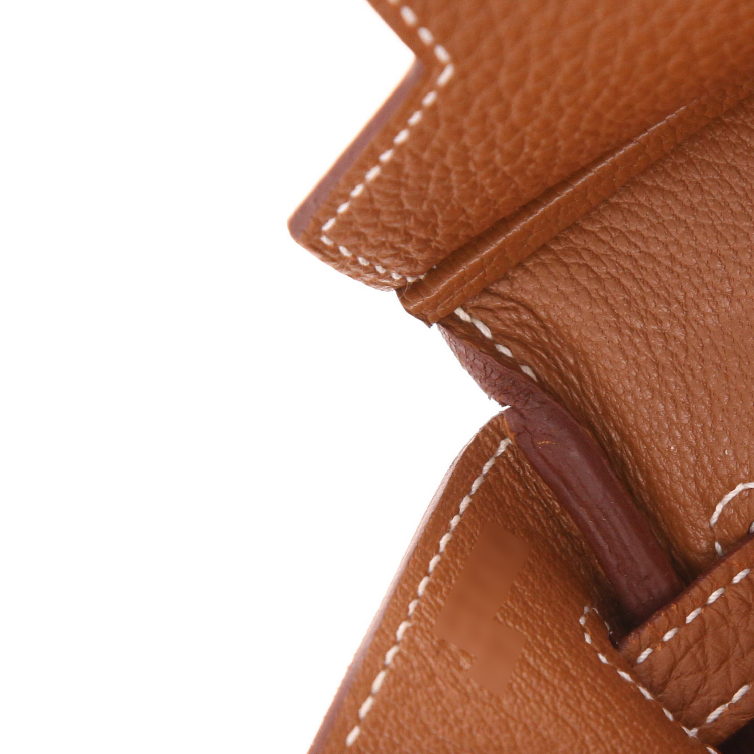 Bolso de mano Hermès  Birkin 25 cm en cuero togo color oro - Detail D4
