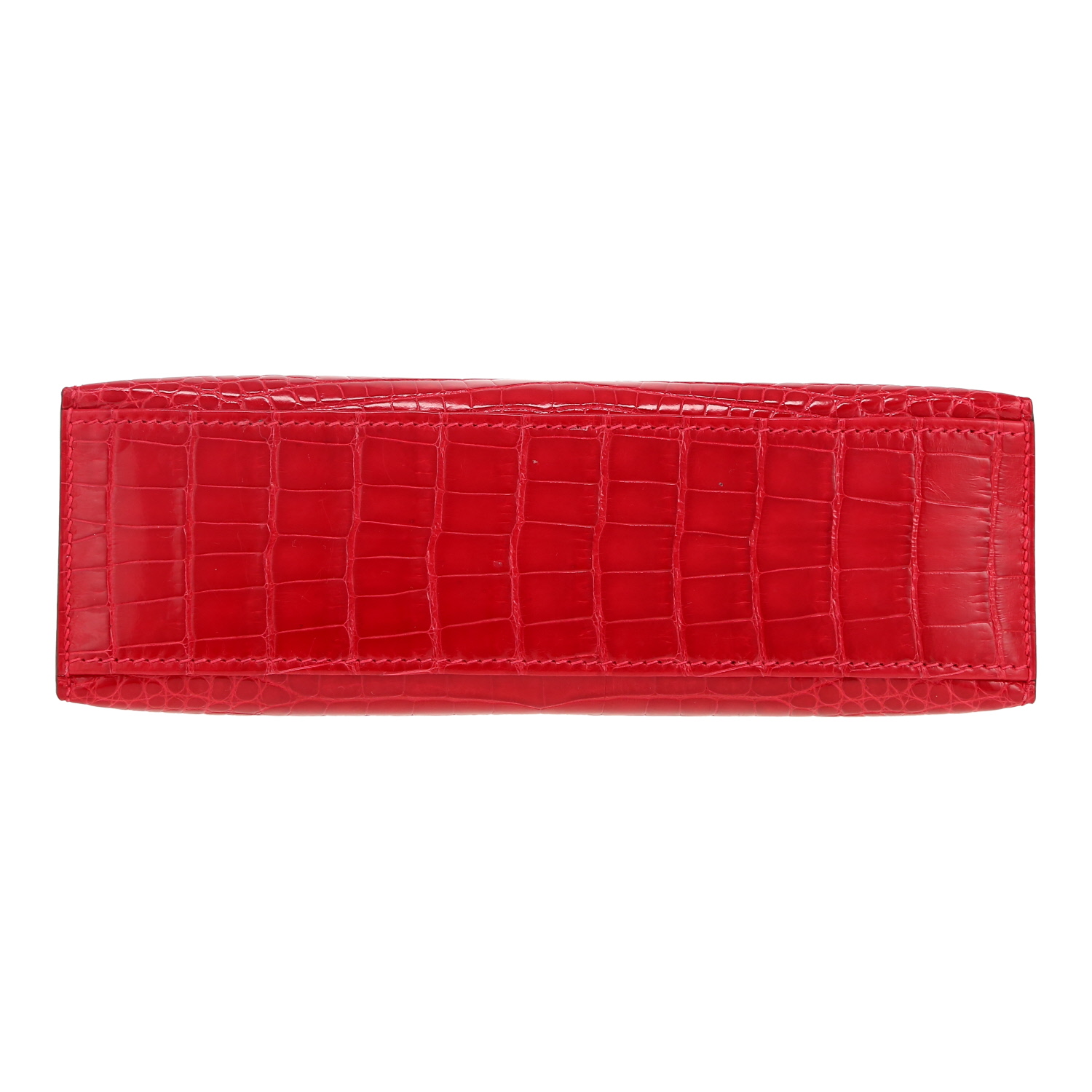 Bolsito de mano Hermès Kelly - Clutch en aligátor rojo - Detail D1