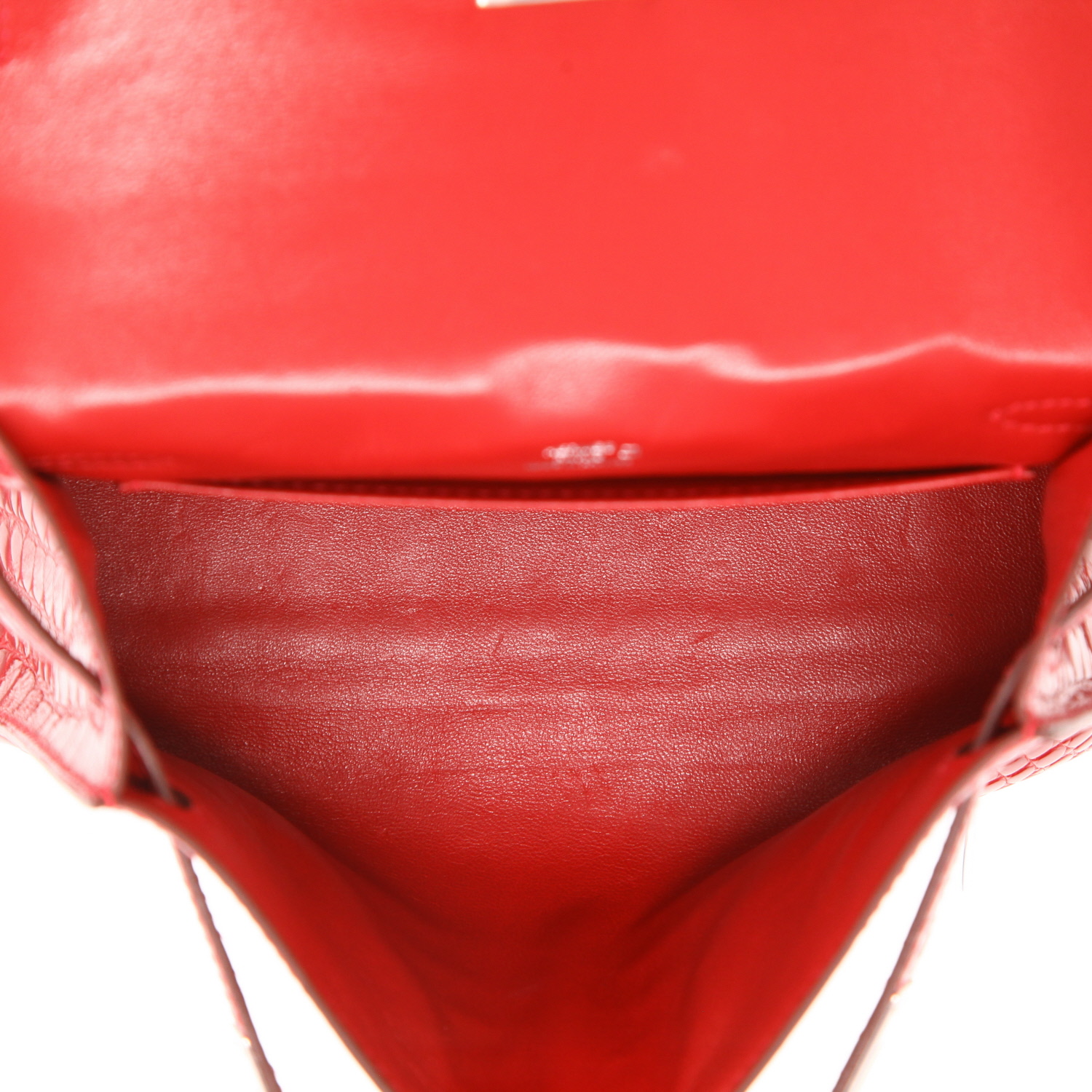 Bolsito de mano Hermès Kelly - Clutch en aligátor rojo - Detail D3