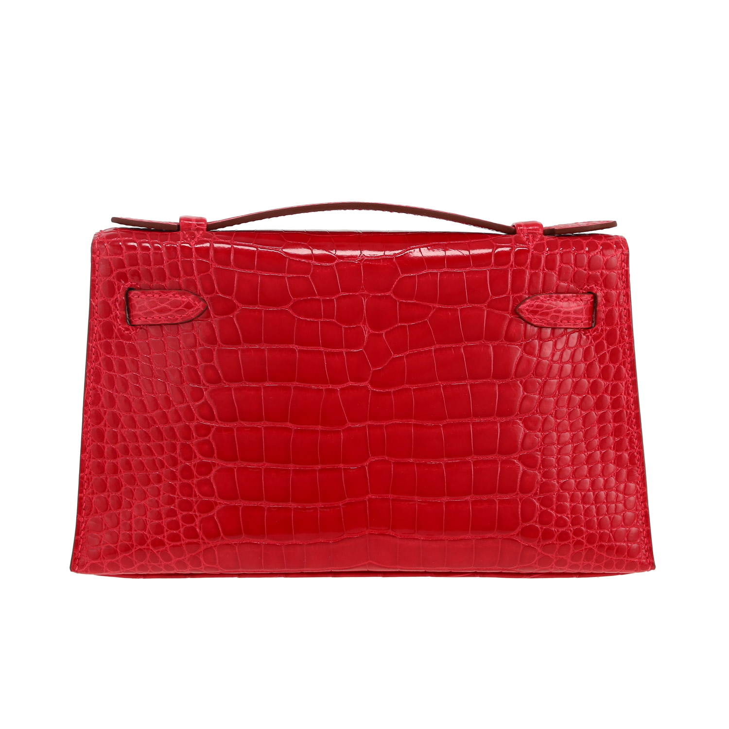 Bolsito de mano Hermès Kelly - Clutch en aligátor rojo - Detail D5